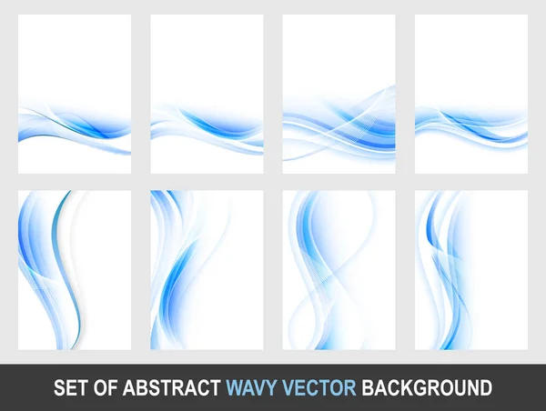 Conjunto de fondo de vector ondulado azul abstracto . — Archivo Imágenes Vectoriales