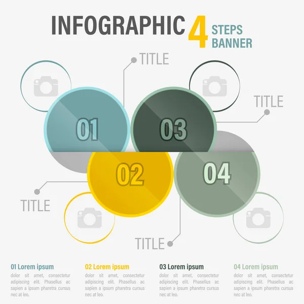 インフォ グラフィックの 4 つのステップは、円形の要素とバナーをベクトルします。その 20. — ストックベクタ