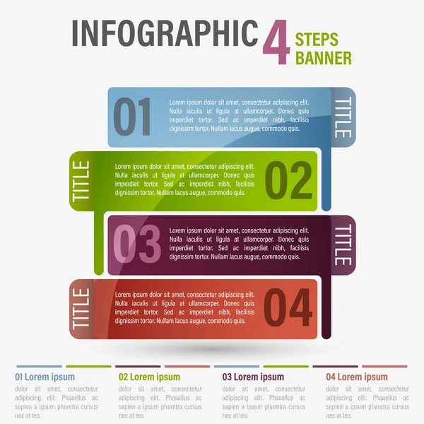 Resumo do negócio quatro passos modelo de infográfico. Pode ser usado para layout, fluxo de trabalho, opções de número. Parte 28 . — Vetor de Stock
