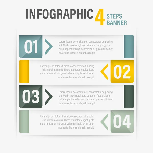 Info-gráfico de cuatro pasos vector horizontal banner. Parte 51 . — Archivo Imágenes Vectoriales