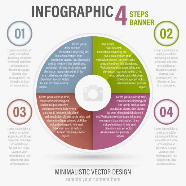 Abstracte zaken vier stappen vector infographic banner. Deel 44. — Stockvector