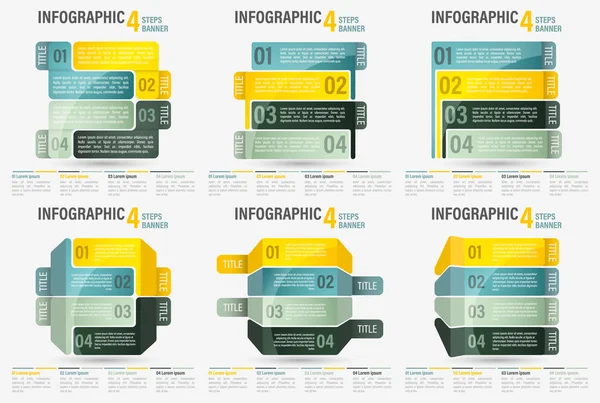 Conjunto de negócios vetoriais abstratos quatro passos modelo de infográfico. Pode ser usado para layout, fluxo de trabalho, opções de número . — Vetor de Stock