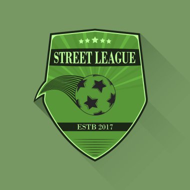 Futbol logosu. Futbol logo düz tasarım. Spor vektör çizim. Sokak Ligi.