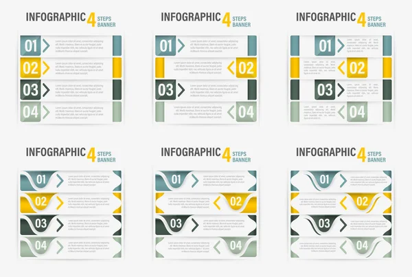 Set of Info-graphic four steps vector horizontal banner. — Stock Vector