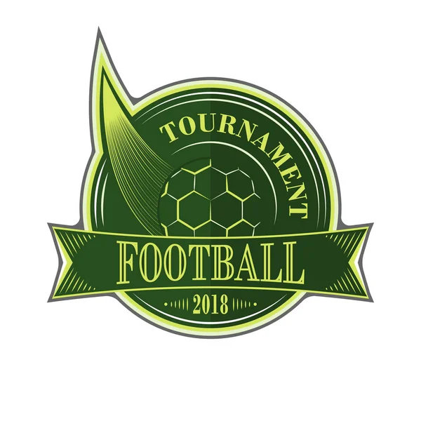 Torneo de fútbol emblema vector con pelota . — Vector de stock