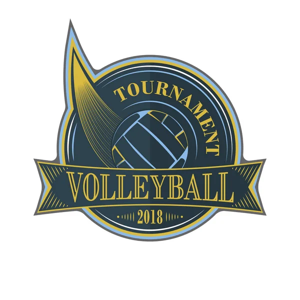 Torneo de voleibol emblema vectorial con pelota . — Vector de stock