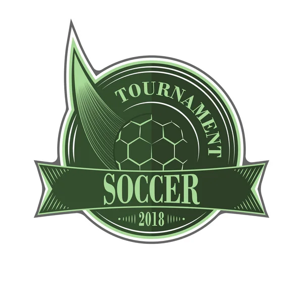 Soccer tournament vector emblem with ball. — Stock Vector