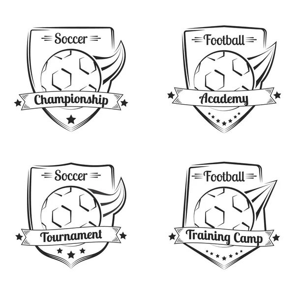 Set van voetbal vector hand getrokken emblemen. Sport logo ontwerp. — Stockvector