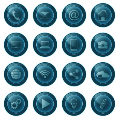 Beyaz arka plan üzerinde izole web vektör düğmeleri. Web Icons set.