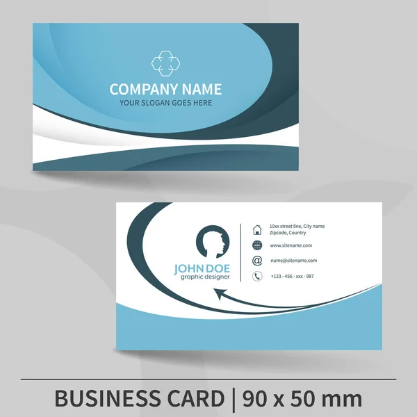 Blue creative business card template. — Stock Vector