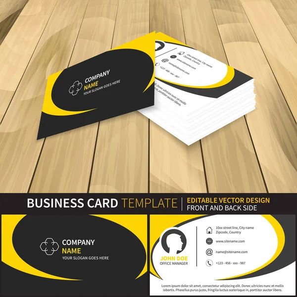 Business card template. Editable vector design with front and back side. — Stock Vector