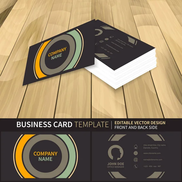 Business card template. Creative vector mock-up with front and back side. — Stock Vector