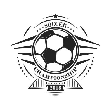 Futbol Şampiyonası logo veya amblem yıldız ve topu ile retro tarzı. Vektör tasarımı.