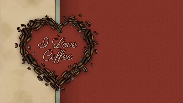 Jag älskar kaffe retro vektor banner. Kaffebönor i hjärta form. — Stock vektor