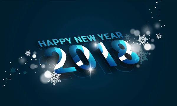 Feliz Año Nuevo 2018 banner vectorial con vista de perspectiva y copos de nieve. Diseño para su tarjeta de felicitación . — Vector de stock