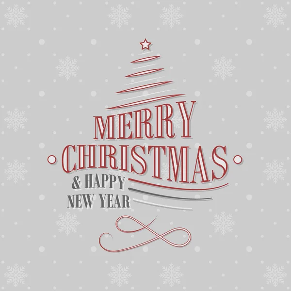 Natal e Ano Novo cartão de saudação com formas decorativas, árvore de Natal, estrela e flocos de neve padrão. Projeto vetorial . — Vetor de Stock