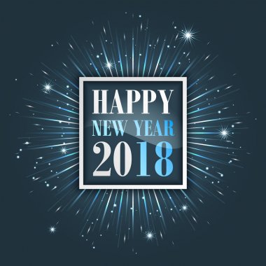 Mutlu yeni yıl 2018 tebrik kartı havai fişek ile.