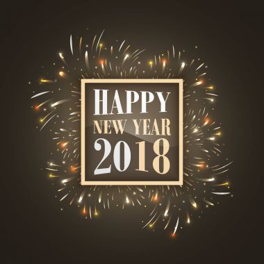 Parlak havai fişek ve glitter mutlu yeni yıl 2018 arka plan.