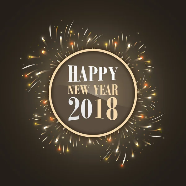 Feliz Año Nuevo 2018 fondo con fuegos artificiales brillantes y brillo . — Vector de stock
