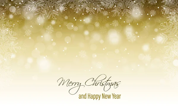 メリー クリスマスのグリーティング カード。幸せな新しい年のバナーです。背景をぼかし、降雪雪片と冬景色。ベクター デザイン. — ストックベクタ