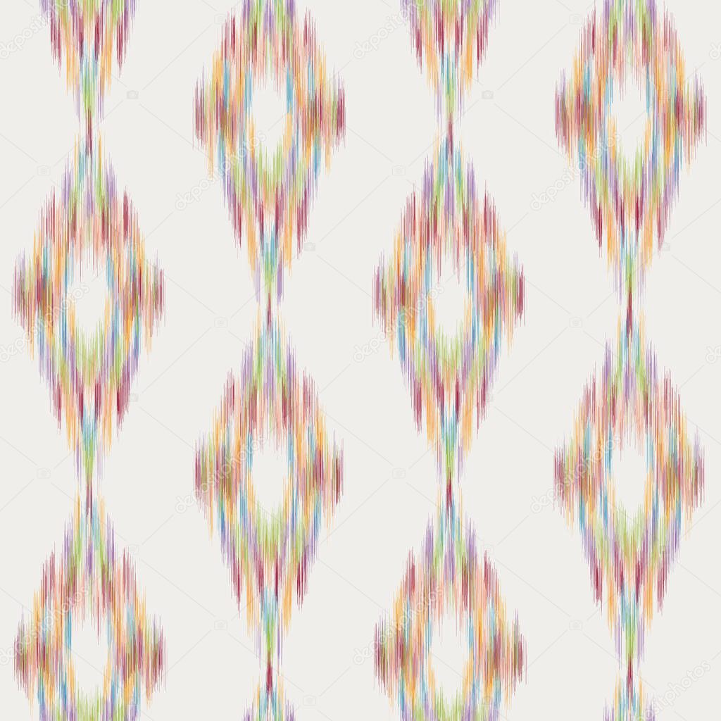 Diamond ikat fuzzy blurry seamless pattern swatch