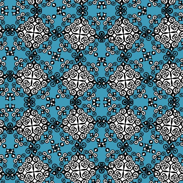 Utsmyckad paisley Mandala sömlös mönster i blått — Stock vektor