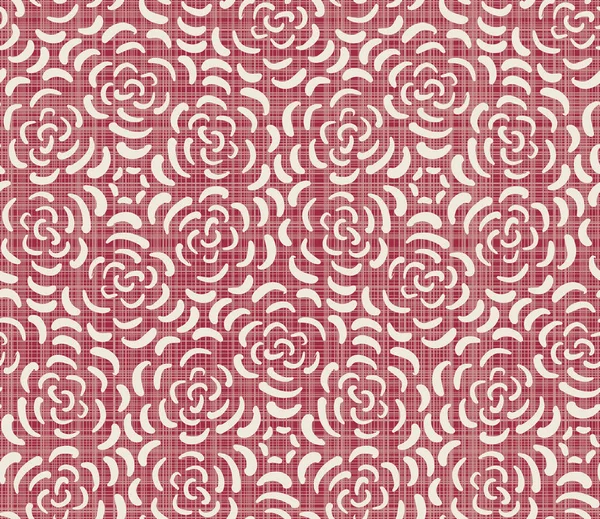 Padrão sem costura floral ditsy vermelho na textura de linho — Vetor de Stock