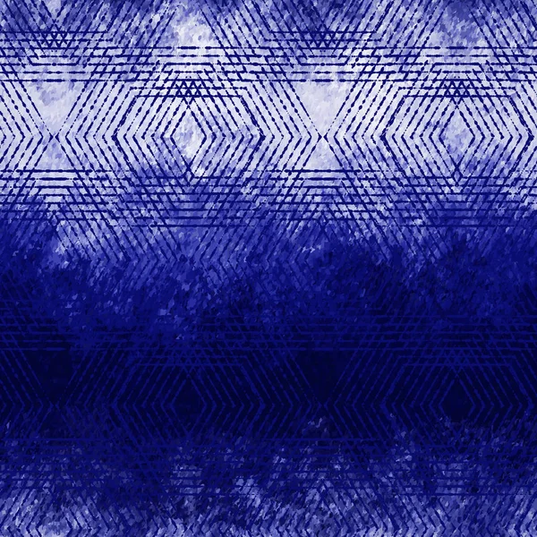 Noisy faded grungy hexagon ombre indigo pattern — Stock Vector