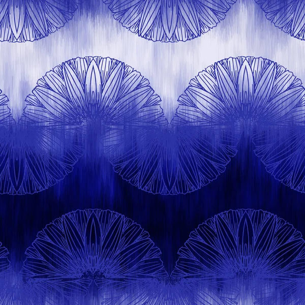 Ombre indigo สีน้ําเงินดอกไม้เนื้อเยื่อรูปแบบไร้เย็บ — ภาพเวกเตอร์สต็อก