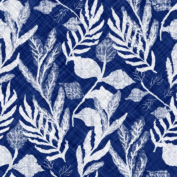 Indigo cyanotype effet teint motif marine usé — Photo