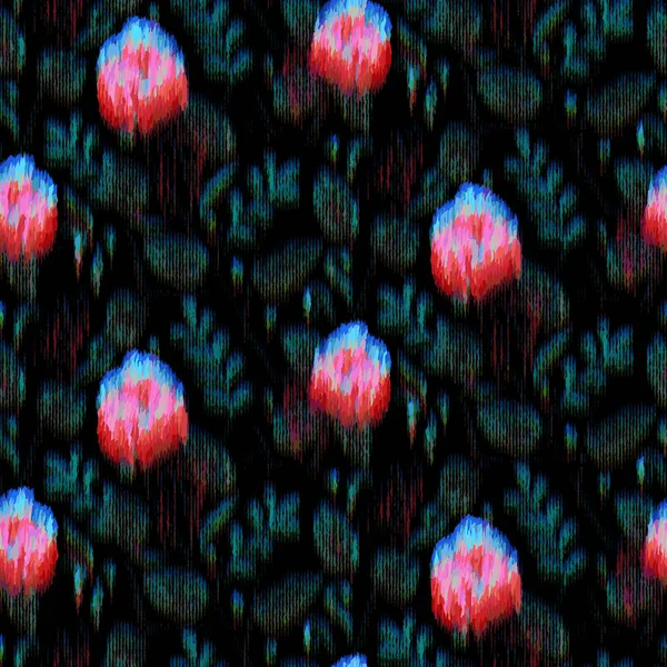 Цветочный техно глюк сюрреалистический цветочный узор — стоковый вектор