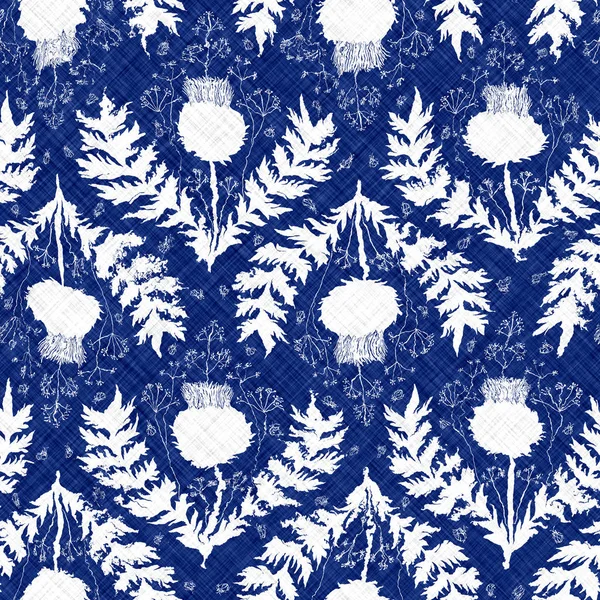 Indigo cyanotype geverfd effect versleten marine patroon — Stockfoto
