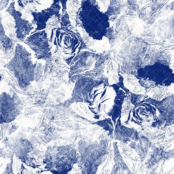 Indigo cyanotype effet teint motif marine usé — Photo