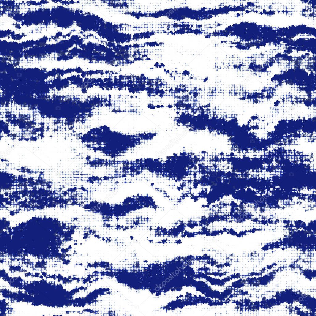 Indigo cyanotype dyed effect worn navy pattern