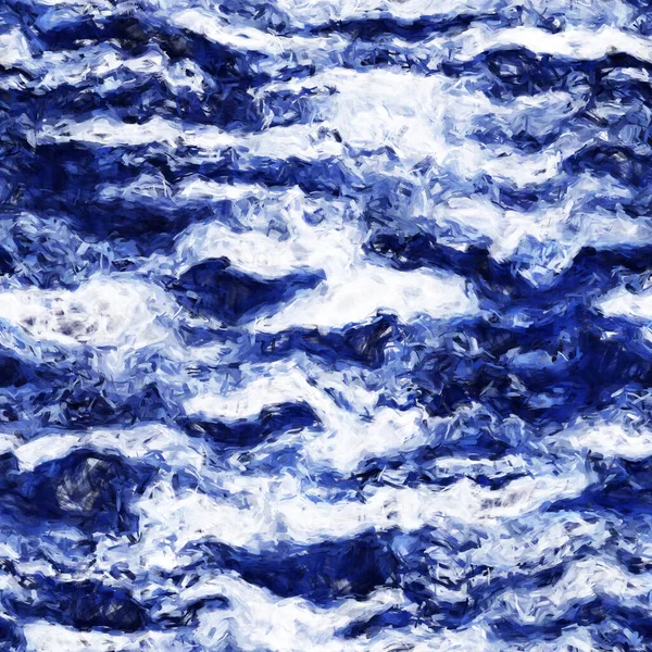 Wavy indigo blue water painting brushed seamless — 스톡 사진