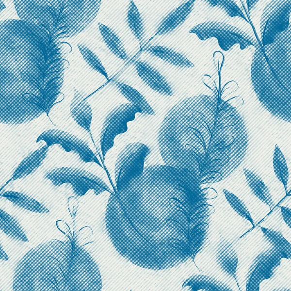 Blaue Federtinte, nahtloses Muster-Design — Stockfoto