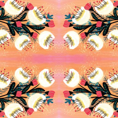 Halk çiçekli el kusursuz desenli kumaş örneği..