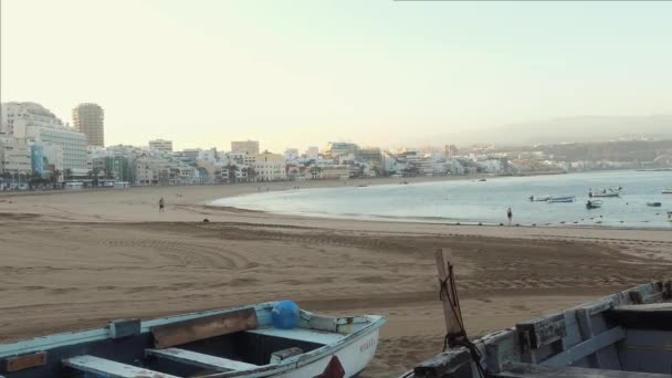 Plaża Las Canteras Wcześnie Rano Gran Canaria Wyspy Kanaryjskie Hiszpania — Wideo stockowe