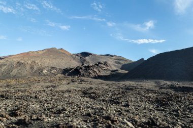 Lanzarote, Kanarya Adaları 'ndaki volkanik manzara. İspanya..