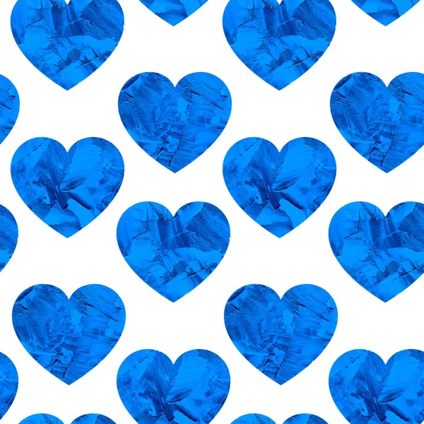 Happy Valentines Day blue hearts seamless pattern.