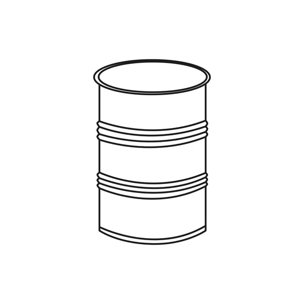 Simplified outline vector illustration of a metal barrel on a white background. — Stock Vector