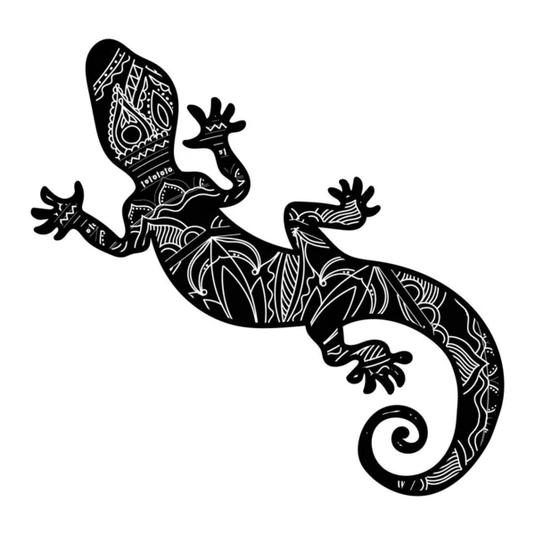 Vektorový dekorativní ještěrka s etnickým vzorem. — Stockový vektor
