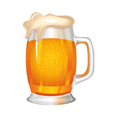 Büyük bir bardak köpüklü light bira. Beyaz arkaplanda izole edilmiş vektör illüstrasyonu