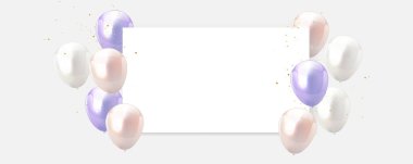 Tatlı renkli balonlar, konfeti tasarımı tatil şablonu Mutlu Günler, arka plan Kutlama Vektörü çizimi.