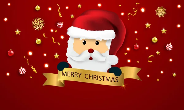 Merry Christmas New Year Xmas Background Red Santa Top Hat — 스톡 벡터