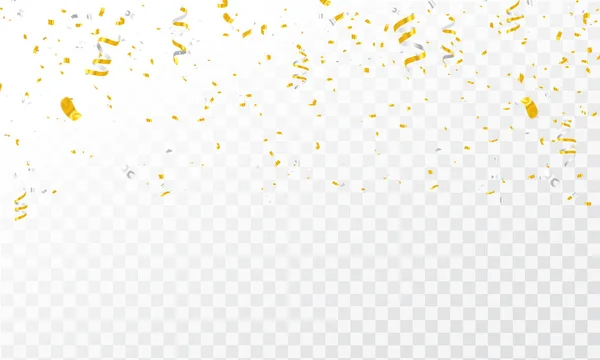 Plantilla Fondo Celebración Con Confeti Cintas Oro Tarjeta Lujo Saludo — Vector de stock