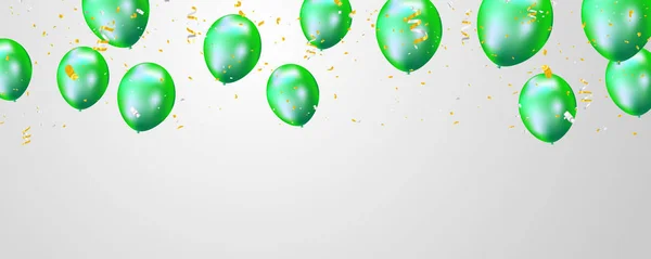 Yeşil Balonların Arka Planında Kutlama Afişi Satış Vektörü Illüstrasyonu — Stok Vektör