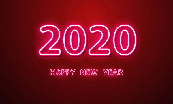 2020 Новым Годом Неон Красный Фон — стоковый вектор
