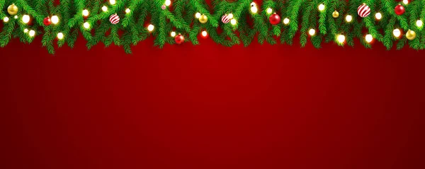 クリスマスパーティーポスターとハッピーニューイヤーレッドラムの背景 — ストックベクタ