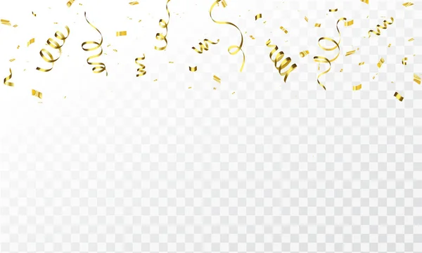 Plantilla Fondo Celebración Con Confeti Cintas Oro Tarjeta Lujo Saludo — Vector de stock